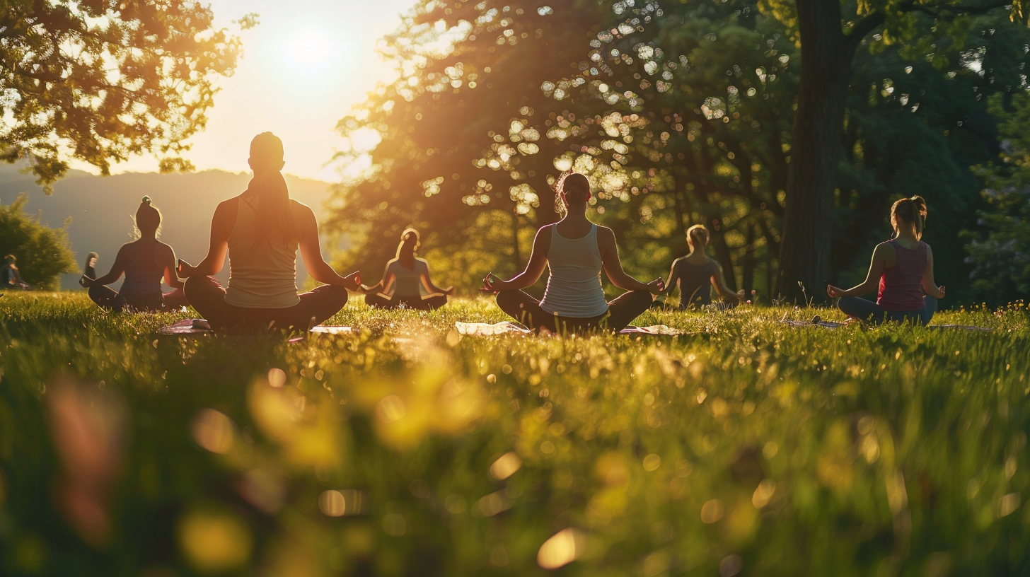Група людей різного віку на заняттях йоги